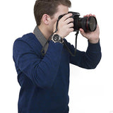 Cecilia Gallery Black Leather & Nylon ends Camera Strap for All DSLR & Attached Lens Cameras