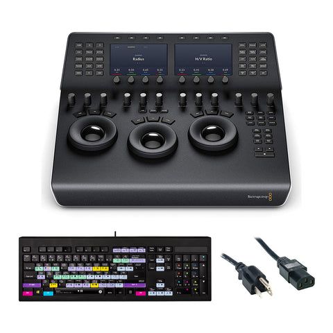 Blackmagic Design DaVinci Resolve Mini Panel with LogicKeyboard Astra Series Keyboard & PC Power Cord 6' Bundle
