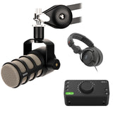 Rode PodMic Dynamic Podcasting Microphone Bundle with Audient EVO 4 USB Type-C Audio Interface and Polsen HPC-A30-MK2 Studio Monitor Headphones