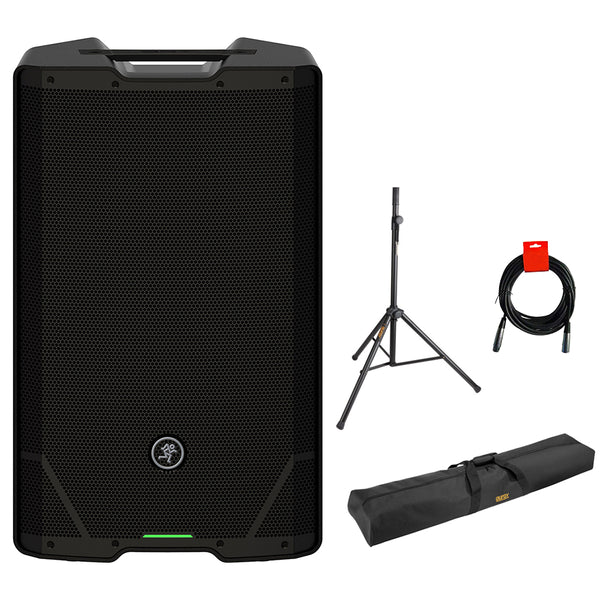 Mackie SRT215 Two-Way 15" 1600W Powered Portable PA Speaker (Bluetooth) with Auray Stand Speaker Bag, Stand & XLR Cable
