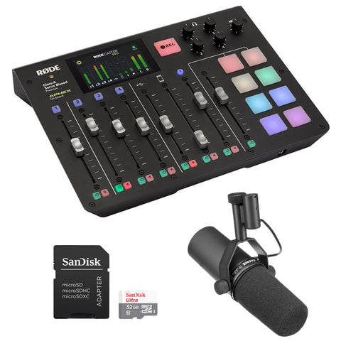 Rode RODECaster Pro Podcast Production Studio Bundle with Shure SM7B Vocal Mic & 32GB Memory Card