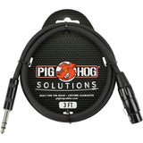 Pig Hog PX-TMXF3 1/4" TRS to XLR Adaptor Cable, 3 Feet (2-Pack)