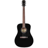 Fender Acoustic Guitar CD-60 Dreadnought V3 Classic Design with Rounded Hard-Shell Case, Fender Logo Guitar Strap Black, Fender 12-Pack Celluloid Picks, and Cable