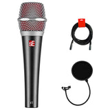 sE Electronics V7 Handheld Supercardioid Dynamic Microphone (Dark Gray) Bundle By Kellards with Pop Filter and XLR-XLR Cable