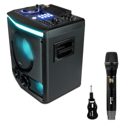 Gemini Sound GPK-800 – 2400W Home Karaoke Party Speaker with Bluetooth, USB & FM Radio Bundle with Gemini GMU-M100 Handheld UHF Wireless Microphone System with Plug-In Receiver