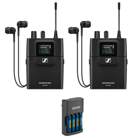 Sennheiser XSW IEM EK Stereo Bodypack Wireless Receiver with IE 4 Earphones, A: 476 to 500 MHz (2-Pack) and Charger with 4x AA NiMH Battery