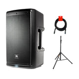 JBL EON610 Two-Way 10" 1000W Powered Portable PA Speaker- Bluetooth Control with Speaker Stand & XLR Cable Bundle