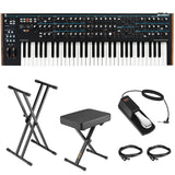 Novation Summit Two-Part 16-Voice 61-Key Polyphonic Synthesizer Bundle with Auray FP-P1L Sustain Pedal, X-Style Piano Bench, Double-X Keyboard Stand, and 2x MIDI Cable