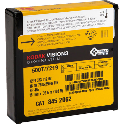 Kodak VISION3 500T Color Negative Film #7219 (16mm, 100' Roll, Single Perf)
