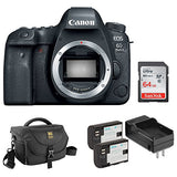 Canon EOS 6D Mark II DSLR Camera (Body Only) with Ruggard DSLR Shoulder Bag, LP-E6 Lithium-Ion Battery Pack Kit and 64GB Memory Card
