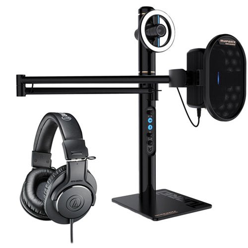 Marantz Professional Turret Broadcaster Video-Streaming System with ATH-M20X Monitor Headphones (Black)
