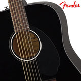 Fender CD-60S Dreadnought Acoustic Guitar (Walnut Fingerboard, Black) Bundle with Fender Classic Celluloid Guitar Medium 12-Pack Picks 351 Shape and Fender 2" Guitar Straps