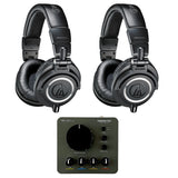 Audio-Technica ATH-M50X Professional Closed-Back Studio Monitor Headphones (Pair) Bundle with Deersync H4 4-Channel Pro Studio Headphone Amplifier
