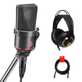 Neumann TLM 170 R Large-Diaphragm Multipattern Condenser Microphone (Black) Bundle with AKG K240 Studio Pro Stereo Headphones and 20' XLR-XLR Cable