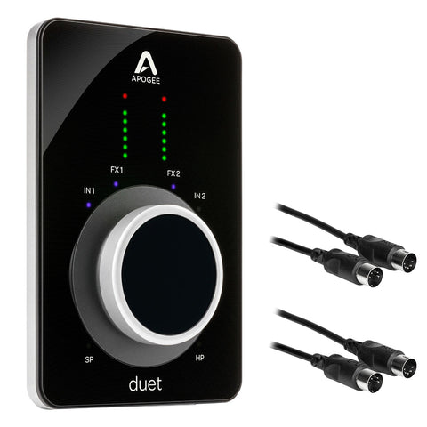 Apogee Electronics Duet 3 Ultracompact 2x4 USB Type-C Audio Interface Bundle with 2x 10' MIDI-MIDI Cable