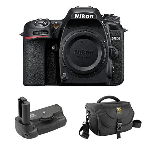 Nikon D7500 DSLR Camera (Body Only) with Journey 34 DSLR Shoulder Bag & BG-N18 Battery Grip Kit