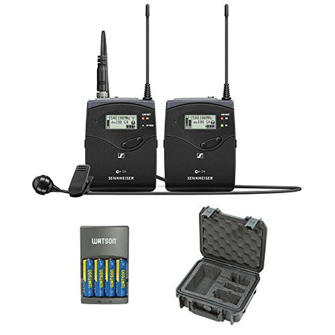 Sennheiser ew 122P G4 Camera-Mount Wireless Microphone System with ME 4 Lavalier Mic A: (516 to 558 MHz) plus iSeries Waterproof Sennheiser System Case & 4-Hour Rapid Charger