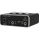 Behringer U-PHORIA UM2 2x2 USB Audio Interface with Large-Diaphragm Condenser Microphone and Stereo Headphones (Black)