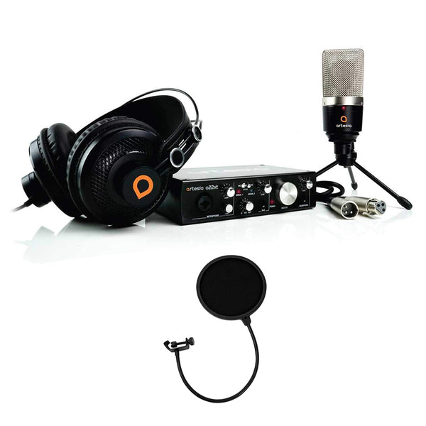 Artesia ARB-4 Laptop Studio Recording with A22XT Audio Box, AMC-10 Microphone, AMH-11 Headphones & Pop Filter Bundle