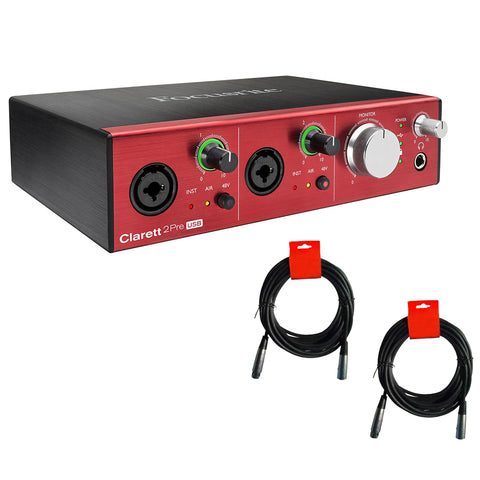 Focusrite Clarett 2Pre USB USB Audio Interface Bundle with 2x XLR Cable