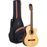 Ortega Guitars 6 String Performer Series Solid Acoustic-Electric Nylon Classical Guitar w/ Bag, Right (RCE138SN) Bundle with Fender 2" Logo Guitar Strap, Fender 12-Pack Picks, and Gator Guitar Stand