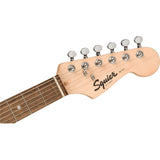 Squier Mini Stratocaster Electric Guitar- Shell Pink Bundle with Fender Professional Instrument Cable (10ft), Logo Guitar Strap and Classic Celluloid Guitar Picks 12-Pack