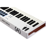 Arturia KeyLab Essential 88 mk3 — 88 key USB MIDI Controller with Software (White) Bundle with Auray Universal Piano-Style Sustain Pedal, Hosa Black 10' Midi cable and Kaces Keyboard Dust Cover