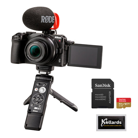 Nikon Z30 Creator's Kit with 64GB UHS-I microSDXC Memory Card with SD Adapter, and Kellards Cleaning Pack