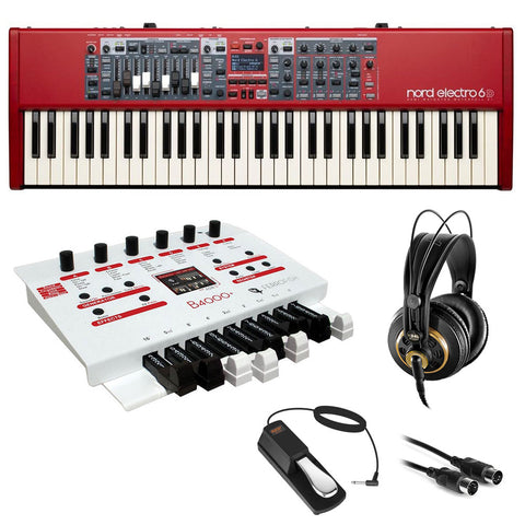 Ferrofish B4000+ Sound Module with Nord Electro 6D 61-Note Waterfall Keyboard, AKG K 240 Pro Headphones, Sustain Pedal & MIDI Cable Bundle