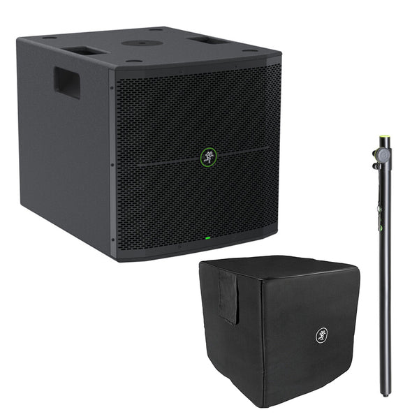 Mackie Thump115S 1400W 15" Powered Subwoofer with DSP Bundle with Mackie Slipcover for Thump115S Subwoofer and Gravity Adjustable Speaker Pole