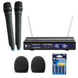 VocoPro UHF-3200 UHF-Dual Channel Wireless Microphone System with (2) WHF-158 Foam Windscreen and AA LR6 Alkaline Battery (4-Pack)
