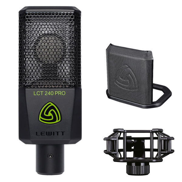 Lewitt LCT-240 Pro Condenser Microphone (Black) Bundle with Lewitt LCT-40-SH- Shockmount and Magnetic Pop Filter