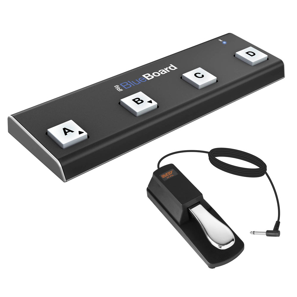 irig bluetooth pedal IK Multimedia iRig BlueBoard Bluetooth MIDI Pedalboard with FP-P1L Piano-Style Sustain Pedal Bundle