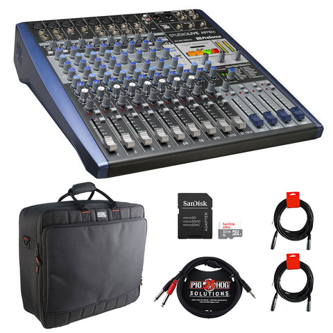 PreSonus StudioLive AR12c USB-C 14-Channel Hybrid Digital/Analog Recording Mixer (Unpowered) Bundle with Gator G-MIXERBAG-2118 Mixer Bag, 32GB Memory Card, Sterep Breakout Cable, and 2x XLR-XLR Cable