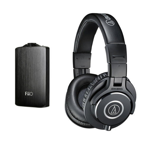 Audio-Technica ATH-M40x Monitor Headphones (Black) with FiiO A3 Portable Headphone Amplifier (Black)