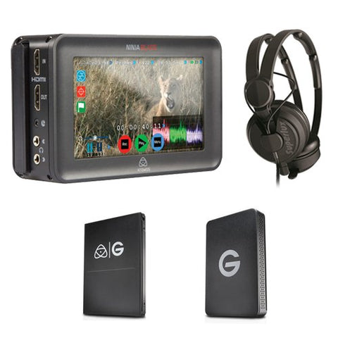 Atomos Ninja Blade with 1TB G-Technology HDD Kit with Superlux HD-562 Professional Headphone