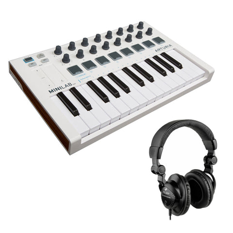 Arturia MiniLab Mk II Portable USB-MIDI Controller with HPC-A30 Closed-Back Studio Monitor Headphones Bundle