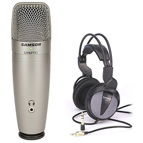 Samson C01U Pro USB Studio Condenser Microphone with RH300 Headphones