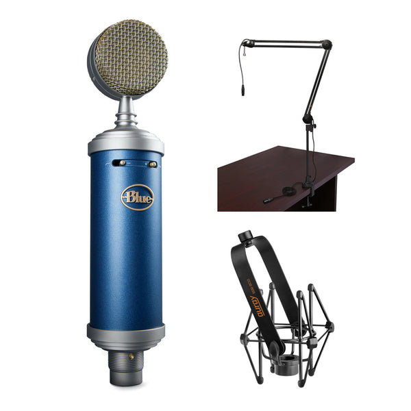 Blue Bluebird SL Large-Diaphragm Condenser Studio Microphone with BAI-2X Two-Section Broadcast Arm & SSM-BC10 Microphone Shockmount Bundle