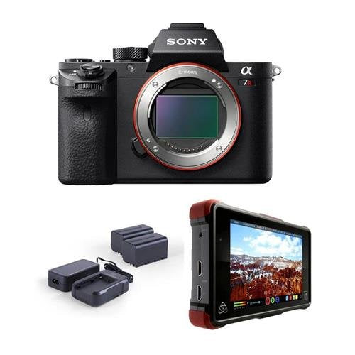 Sony a7R II Alpha Full Frame Mirrorless Digital Camera Body - Bundle With Atomos Ninja Flame 7" Monitor Recorder, Atomos Power Kit