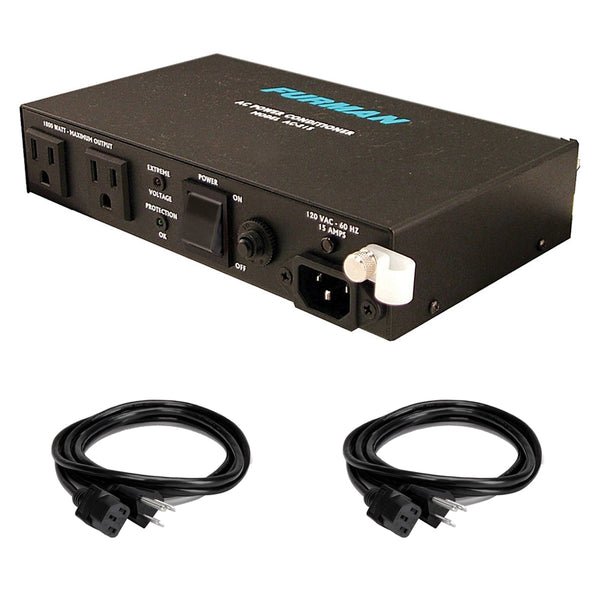 Furman AC-215A 2-Outlet Power Conditioner with (2) Extension Cable Bundle