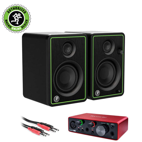 Mackie CR3-X Series 3" Studio Monitors (Pair) with Focusrite Scarlett Solo Audio Interface (3rd Gen) & 3.3' Unbalanced Cable Bundle