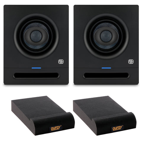 PreSonus Eris Pro 4 Powered 4.5" 80W High-Definition Coaxial Studio Monitor (Pair) Bundle with 2x Auray IP-S Isolation Pad for Studio Monitor