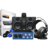 PreSonus AudioBox Studio Ultimate Deluxe Hardware/Software Recording Bundle with Headphone Holder, Tripod Microphone Stand & Pop Filter Kit