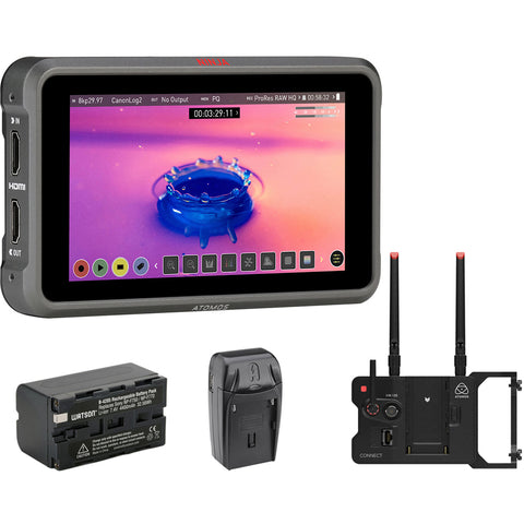 Atomos Ninja V+ 5.2" 8K HDMI H.265 Raw Recording Monitor Bundle with Atomos CONNECT for Ninja V, Li-ION Battery Pack, and AC/DC Charger