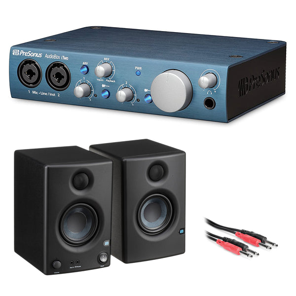 PreSonus AudioBox iTwo USB 2.0 Recording Interface Bundle with PreSonus Eris E3.5 3.5" Monitors (Pair) & Audio Cable