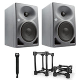 Neumann KH 120-A Active Studio Monitor (Pair) Bundle with IsoAcoustics ISO-155 Medium Speaker Monitor Isolation Stands (Pair), and 10-Pack Fastener Straps