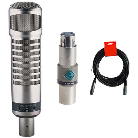 Electro-Voice RE27N/D Dynamic Cardioid Multipurpose Microphone, Bundle with Triton Audio Fethead In-Line Microphone Preamp, and XLR-Cable