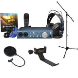PreSonus AudioBox iTwo Studio Recording Kit with Tripod Microphone Stand, Headphone Holder and Pop Filter