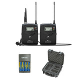 Sennheiser ew 112P G4 Camera-Mount Wireless Microphone System with ME 2-II Lavalier Mic A1: (470 to 516 MHz), iSeries System Case & AA Rapid Charger Bundle